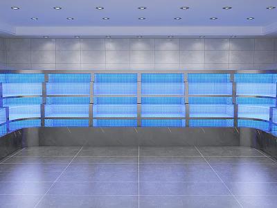 Aquarium Fish Tanks Display With Blue Lighting Gray Walls And Tiled Floor Interior 3d model