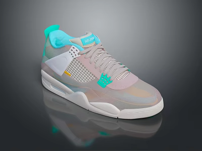 Turquoise Pastel Pink Gray Sneakers With Mesh Upper White Sole Modern Stylish Design 3d model