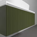 Modern Washbasin Vanity with White Oval Basin Green Vertical Striped Cabinet and Faucet