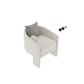 Beige Modern Accent Chair With Armrest Geometric Pattern Pillow And Square Legs