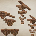 Traditional Wooden Brackets As Intricate Ancient Architecture Structural Design Components 3d model