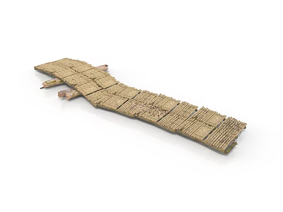 Modern Wooden Walkway Design Featuring Interlocking Planks For Scenic Outdoor Paths 3d model