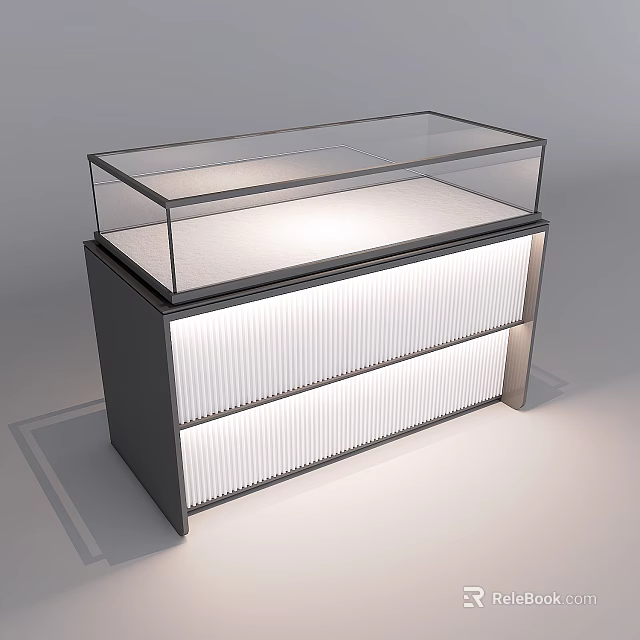 Retail Store Modern Display Case With Glass Top And Illuminated Panels For Merchandise 3d model 