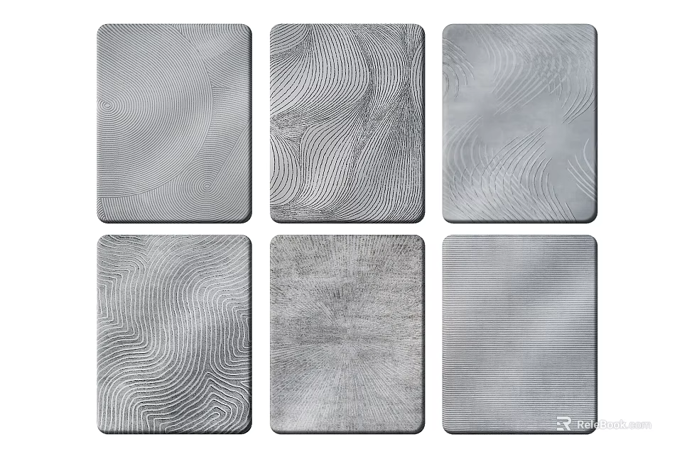 Modern Square Rugs With Various Gray Textured Patterns For Home Decor 3d model