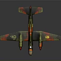 Space Exploration Aircraft With Camouflage Design Red Green Wings And Yellow Number 124
