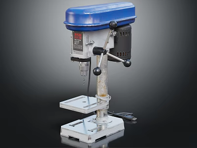 Blue Top Bench Drill Press With Metal Base And Adjustable Worktable Surface 3d model