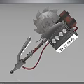 Custom Built Weapon With Saw Blade Motor Red Cable Spring And Metal Handle 3d model