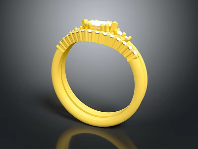 Elegant Golden Jewelry Ring With Multiple Small Stone Accents And Stylish Design 3d model