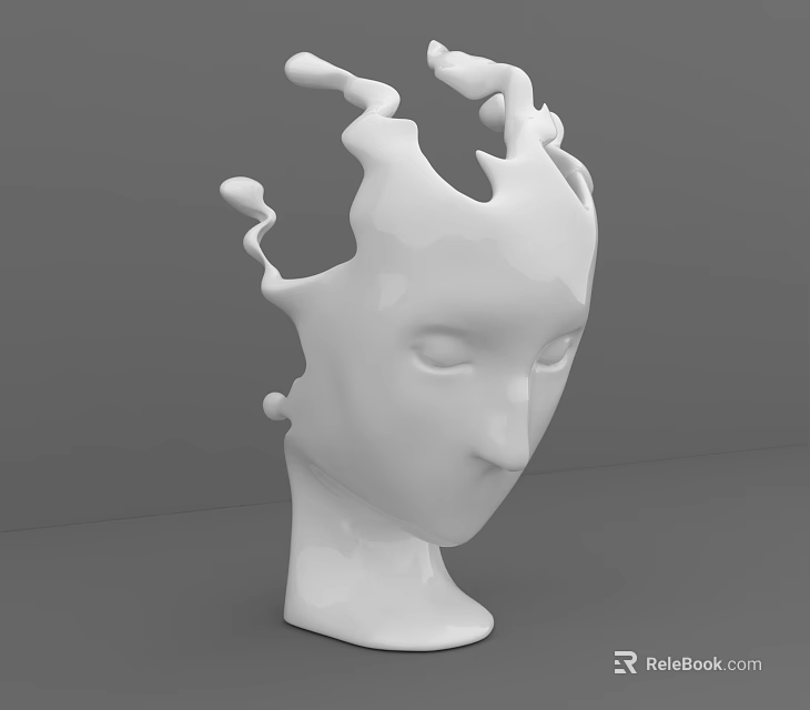 White Sculptural Single Chair With Irregular Top Shape And Gray Background 3d model 
