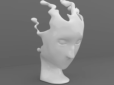 White Sculptural Single Chair With Irregular Top Shape And Gray Background 3d model