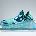 Futuristic Sports Shoes With Teal Blue Color Transparent Sole And Modern Design