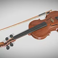 Vintage Wooden Violin With Bow And Brown Body For Musical Performance