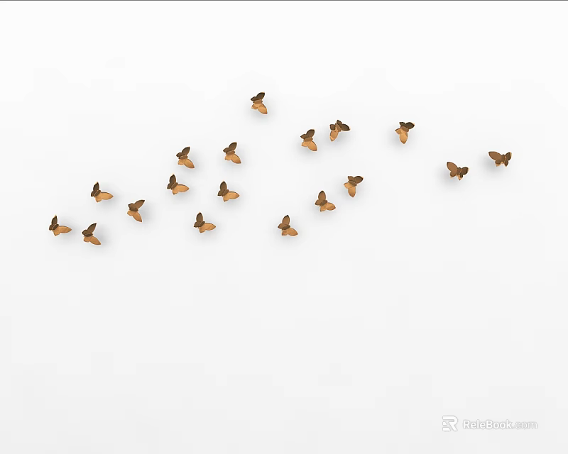 Brown Butterfly Shaped Wall Decor Arranged On White Background Wall 3d model