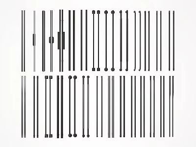 Various Styles Of Slender Objects With Different Colors And Designs Arranged Neatly 3d model