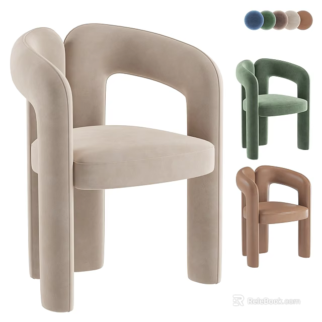 Modern Style Accent Chair With Curved Arms Padded Seat In Beige Green Brown Colors 3d model 