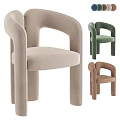 Modern Style Accent Chair With Curved Arms Padded Seat In Beige Green Brown Colors