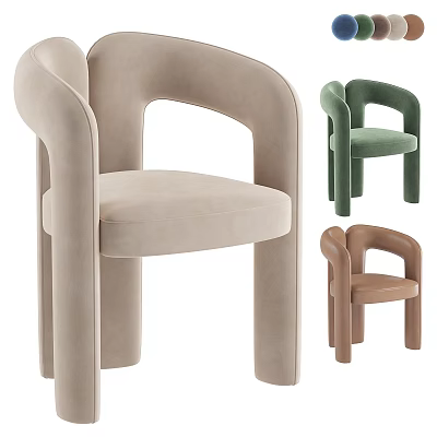 Modern Style Accent Chair With Curved Arms Padded Seat In Beige Green Brown Colors 3d model