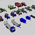 Different Kinds of Farm Agricultural Equipment Including Tractors Harvesters Trailers and Tools