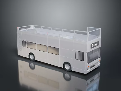 White Double Decker Bus With Open Top Upper Deck And Modern Exterior Design 3d model