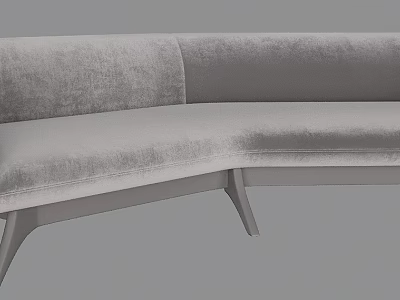 Modern Gray Velvet Curved Sofa With Slim Legs In Living Room Interior 3d model