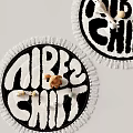 Round Black And White Rug With GIRLS CHIT Lettering Small Teddy Bear Beads Fringed Edges