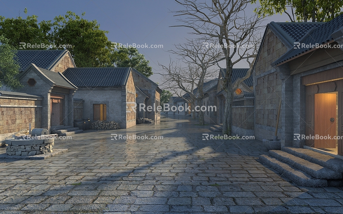 Chinese street alley 3d model