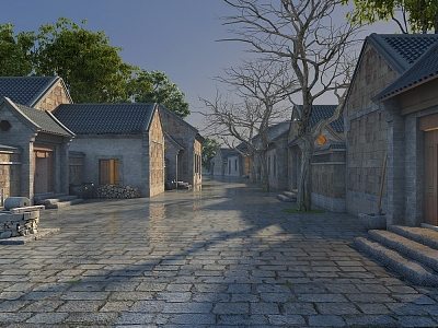 Chinese street alley 3d model