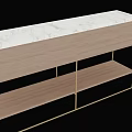 Modern Luxury TV Stand With Dark Wood Cabinet Golden Metal Frame And Marble Top