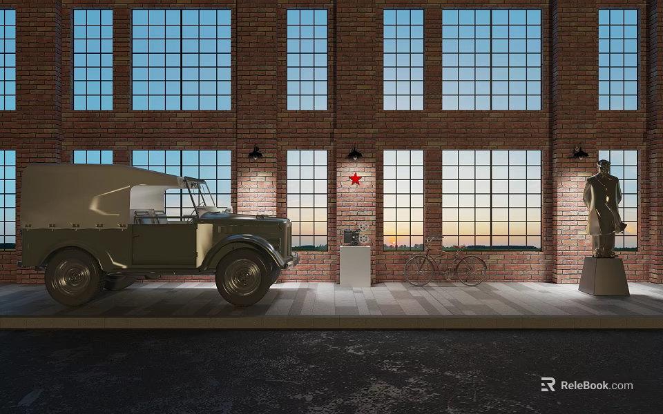 Vintage Functional Vehicle In Industrial Space With Brick Walls 3d model 