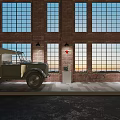 Vintage Functional Vehicle In Industrial Space With Brick Walls