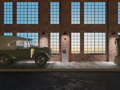 Vintage Functional Vehicle In Industrial Space With Brick Walls 3d model