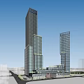 Modern High Rise Office Building With Glass Facade Twin Towers And Architectural Design