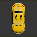 Yellow Pikachu Inspired Beetle Style Car With Decorative Ears And Tail 3d model