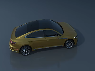 Golden Sedan With Black Roof Sloped Roofline And Modern Design Features 3d model