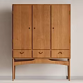 Wooden Entryway Side Cabinet With Simple Design Drawers And Natural Tone