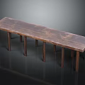 Long Wooden Bench With Natural Texture And Multiple Legs Simple Design Furniture