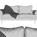Nordic Double Sofa Fabric Double Sofa 3d model