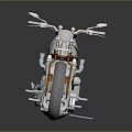 Shiny Chrome Classic Motorcycle With Orange Wheels And Metallic Reflective Design