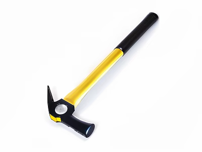 Heavy Duty Claw Hammer with Yellow Black Handle Ideal for Hardware Tool Applications 3d model