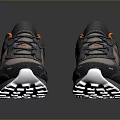 Gray Orange And Pink Athletic Shoes With Mesh Design White Sole And Modern Style