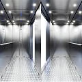 Stainless Steel Elevator Interior With Bright Lighting Control Panel And Non Slip Floor 3d model