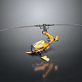 Yellow Aerospace Vehicle With Long Rotor Blades For Space Exploration Missions