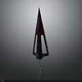 Decorative Trident With Red Black Blade And Metallic Shaft Design