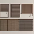 Brown Window Blinds in Various Styles with Open and Closed States 3d model