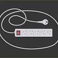White Power Strip With Multiple Outlets Red Indicator Light And Long Cord 3d model