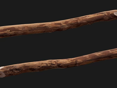 Rustic Handcrafted Wooden Sticks Featuring Natural Stone Ends And Earthy Texture Design 3d model