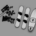 Colorful Snowboarding Equipment Set With Snowboards Poles Boots And Bindings