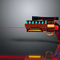 Futuristic Colorful Laser Gun With Scope Red Green Blue Accents And Laser Beam