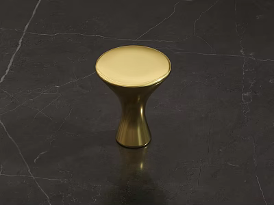 Golden Cabinet Handle With Round Top And Textured Base On Black Marble 3d model