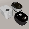 Modern Kitchen Appliances Featuring Rice Cookers With Three Different Styles And Colors